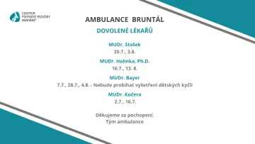 Neřítomnost ordinace NANDANA Bruntál