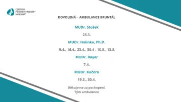 Neřítomnost ordinace NANDANA Bruntál