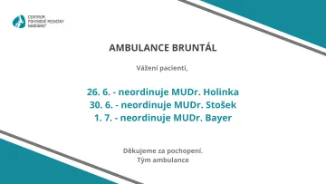 Nepřítomnost v ambulanci Bruntál