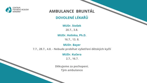 Neřítomnost ordinace NANDANA Bruntál