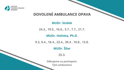 Nepřítomnost v ambulanci Opava
