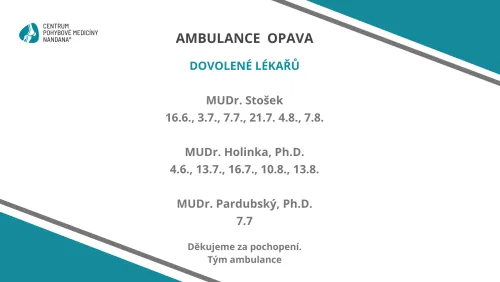 Nepřítomnost v ambulanci Opava