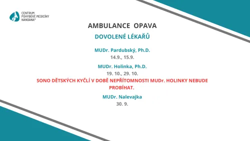 Nepřítomnost v ambulanci Opava