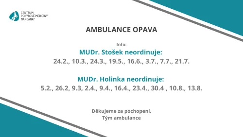 Nepřítomnost v ambulanci Opava