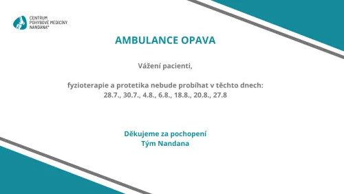 Opava - fyzioterapie a protetika nebude probíhat 